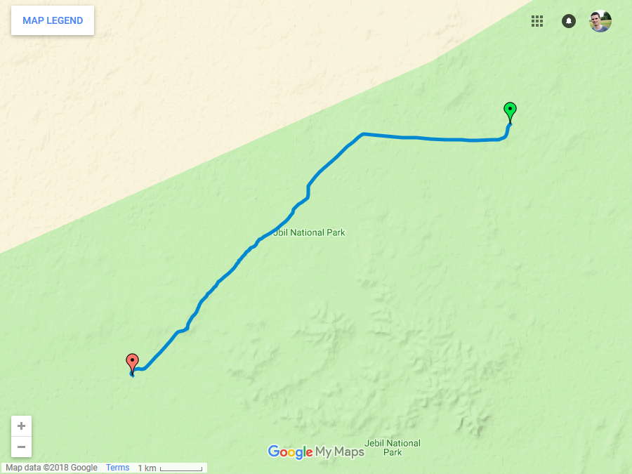 Zemljevid poti opravljene poti petega dne