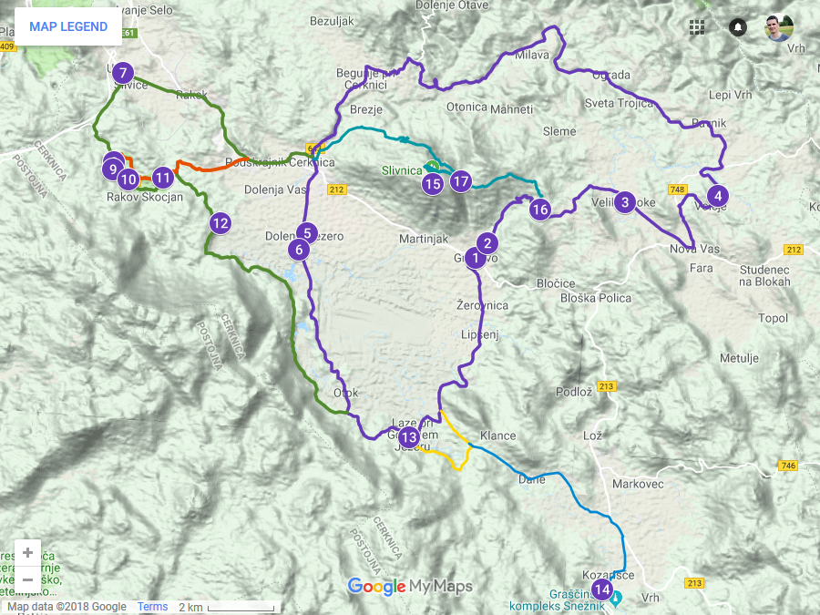 Zemljevid poti po okolici Cerkniške