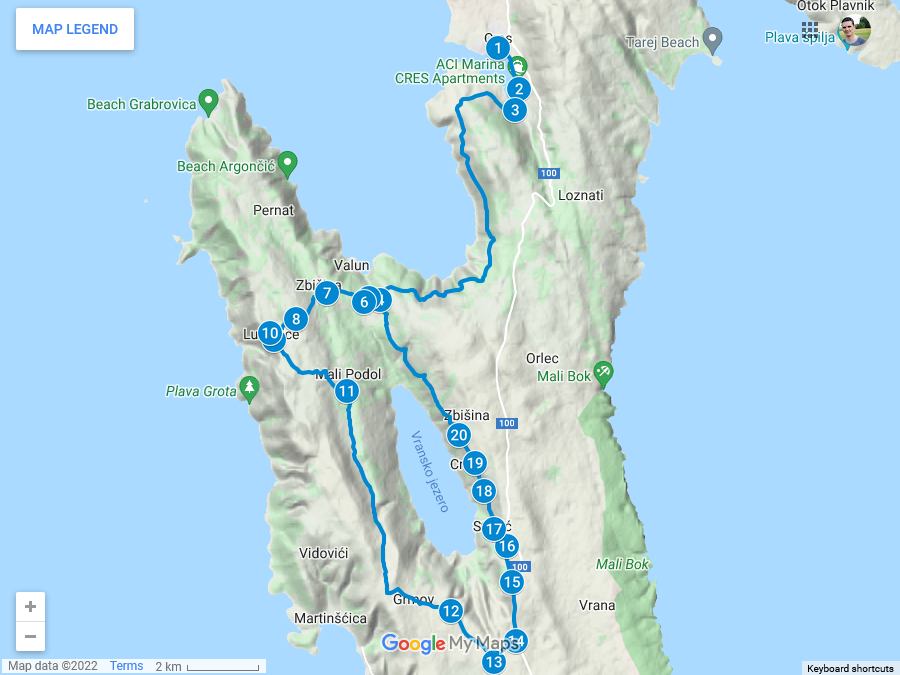 Zemljevid poti po Cresu 1