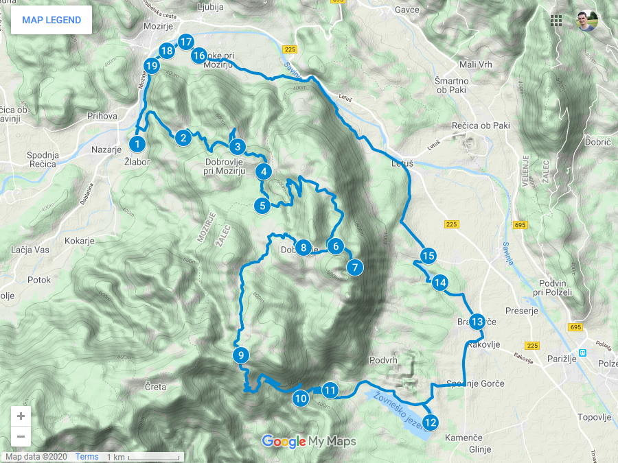 Zemljevid poti proti Čreti in Braslovčam