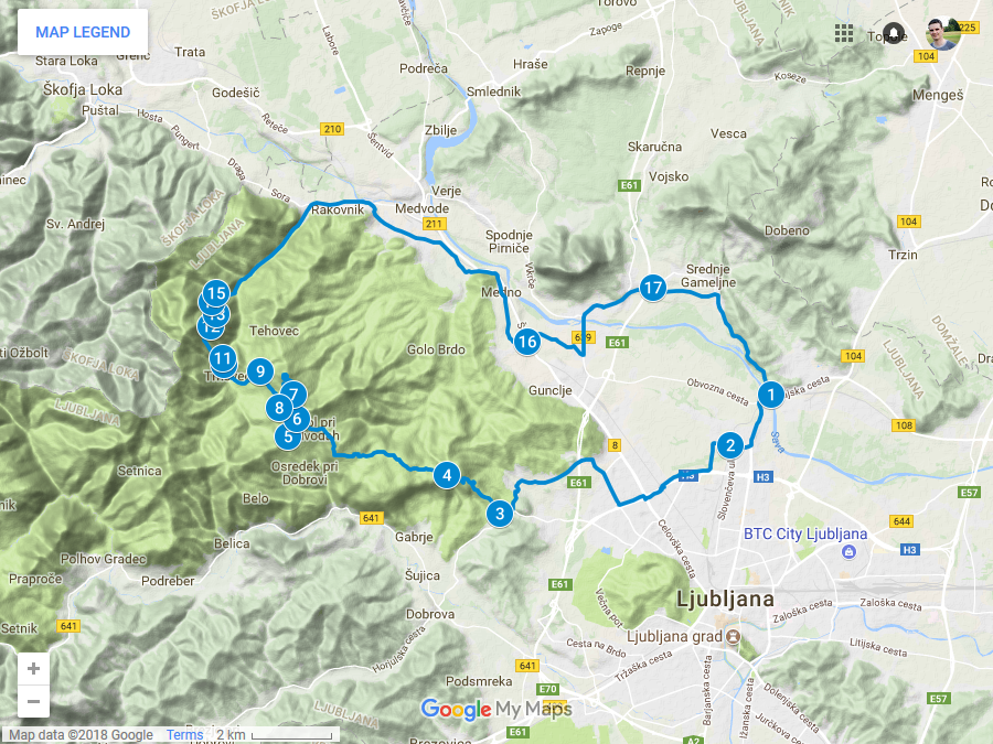 Zemljevid poti na Katarina in Govejek