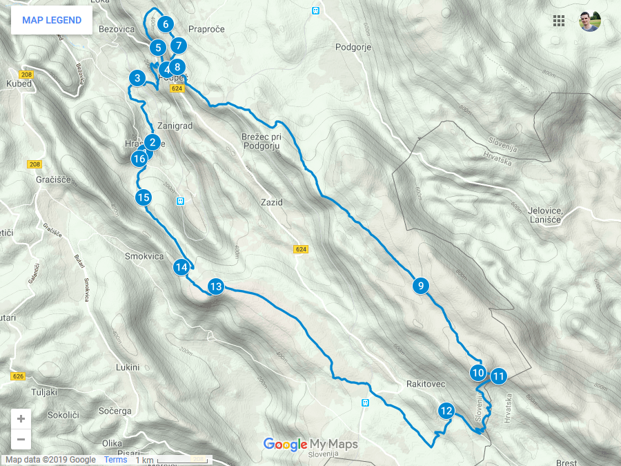 Zemljevid poti po Kraškem robu