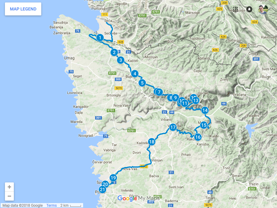 Zemljevid poti po Slovenski obali